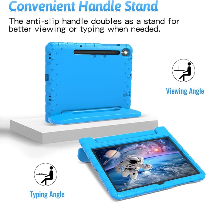 Heavy Duty Kids Case for Samsung Galaxy Tab S7 FE/S7 Plus/S8 Plus 12.4 inch | Rugged Protection Cover for Galaxy Tab S8+/Tab S7 FE/S7+ 2022/2021/2020 with S-Pen Holder Handle StandEVA Foam Rose Red