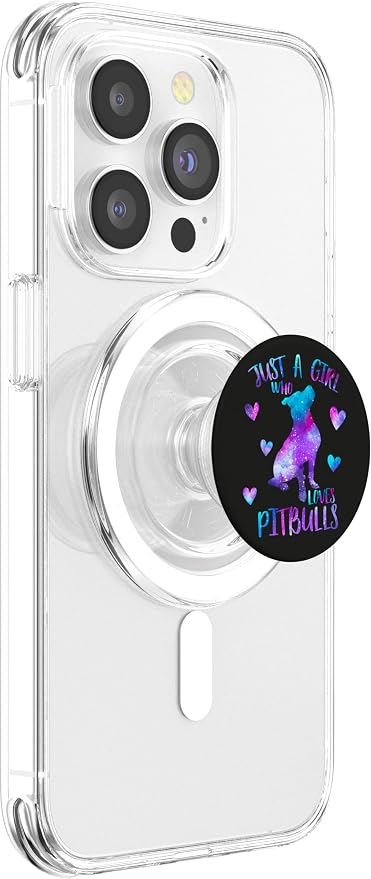 Just a Girl Who Loves Pitbulls Watercolor Galaxy Pitbull PopSockets Adhesive PopGrip
