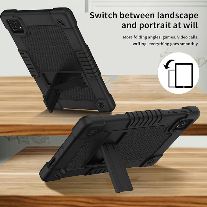 Case for T-Mobile Revvl Tab 5Gfor Revvl Tab 5G Tablet Case Heavy Duty Shockproof Friendly Rugged Case with Kickstand Strap for T-Mobile Revvl Tab 5G 2023 Released 10.36 Inch - Black | Shockproof Frie