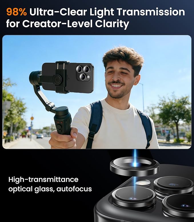iGluz 2 Pack Anti-Reflection Camera Lens Protector for iPhone 17/16/16 Plus [98% Transmittance][1-Step Installation][Strong Adsorption] 9H Shatterproof Tempered Glass-Black