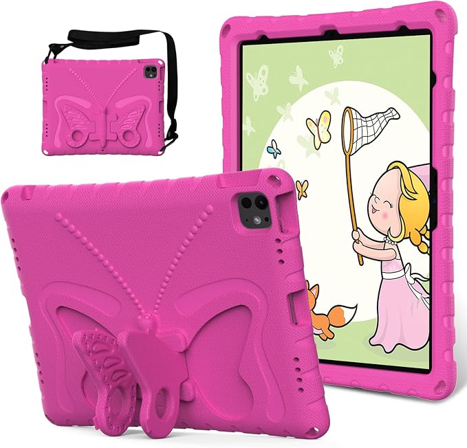 Kids Case for iPad Air 13 (2026/2025/2024) M4/M3/M2 &amp iPad Pro 13 2024 &amp iPad Pro 12.9 Cover 6th/5th/4th/3rd Gen (2022/2021/2020/2018) DIY Figures EVA Rubber Handle Stand Shockproof Bumper