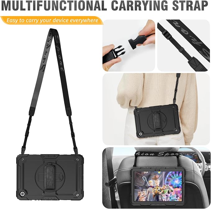 HXCASEAC Case for Samsung Galaxy Tab S6 Lite 10.4 inch Protective with Screen Protector/Hand Strap/S Pen Holder Shockproof S6 Lite Tablet Case 2024/2022/2020 SM-P610 SM-P613 SM-P620 - Black