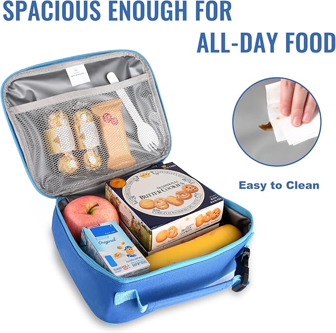 Genteen Lunch Box Kids,Insulated Lunch Bag Kids Boys Girls,Soft Bag Small Cooler Back to School Thermal Meal Tote Kit Lunch Box for School,Work,Outdoor (Blue)