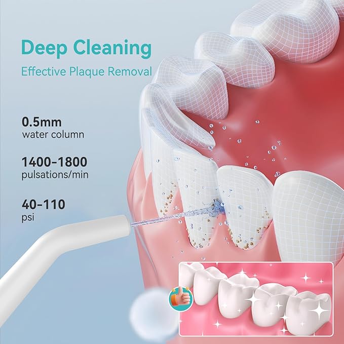 Water Dental Flossers for Teeth, 300ML Cordless Portable Electric Water Flosser, 4 Modes Oral Irrigator, Waterproof Rechargeable Water Floss for Deep Cleaning, Plaque Remover,Braces Home Travel Use