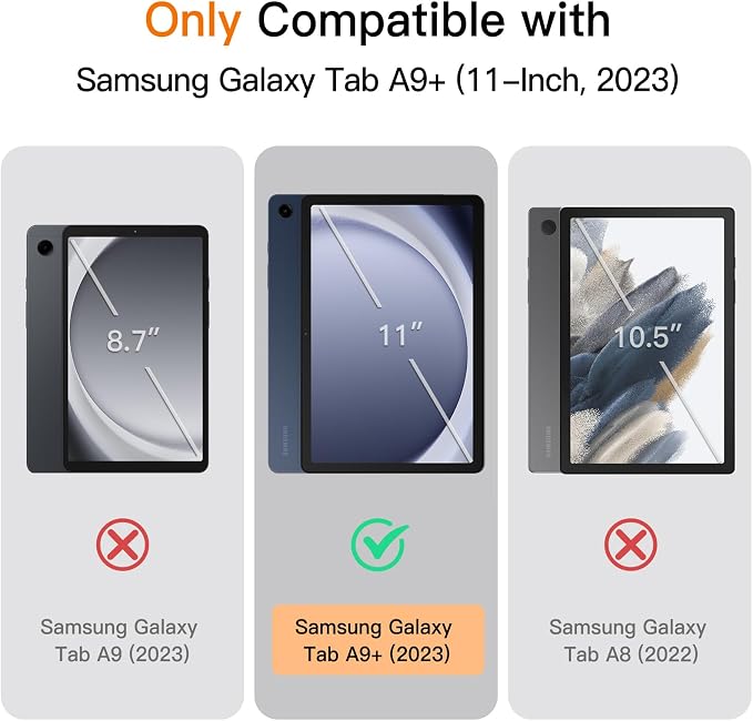 JETech Folio Case Cover for Samsung Galaxy Tab A9 Plus 11 Black | Multi-Angle Stand Cover Slim Protective Cover Auto Wake/Sleep