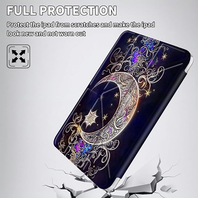 for iPad 10.2 &amp 10.5/iPad 9th/8th/7th Generation 10.2 2021 2020 2019 Case Mutil Angles Folding Y-Shaped Stand Cover with Pencil Holder Auto Wake/SleepAmerican Flag and Cow