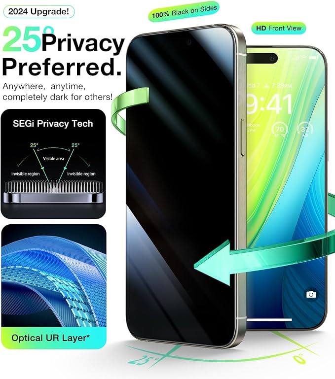UltraGlass Unbreak Top 9H+ Glass for iPhone 15 Screen Protector (12FT Military Grade Shatterproof &amp Longest Durable) Screen Protector iPhone 15 Tempered Glass Full Coverage 2 Pack
