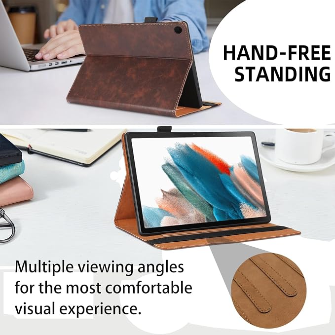 Case for Samsung Galaxy Tab A11 Plus 11 Inch 2025 Released (Model: SM-X310/SM-X315/SM-X236) Bussiness PU Leather Cover Flip Stand with Elastic Band &amp Card Holder-Brown