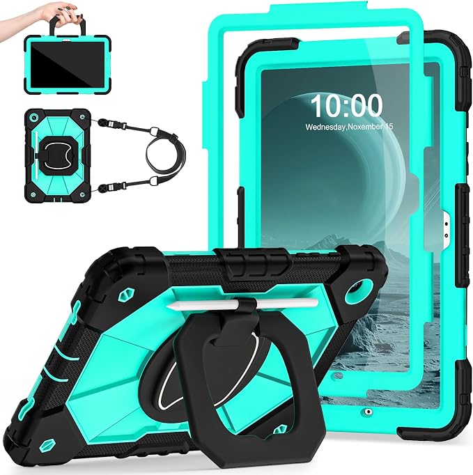 Auizotl Case for Samsung Galaxy Tab A11+/A9+ Plus 11 Inch with Screen Protector/Rotating Stand/Pen HolderMilitary Grade Shockproof Cover for Galaxy Tab A11 Plus /A9 Plus CasesBlack