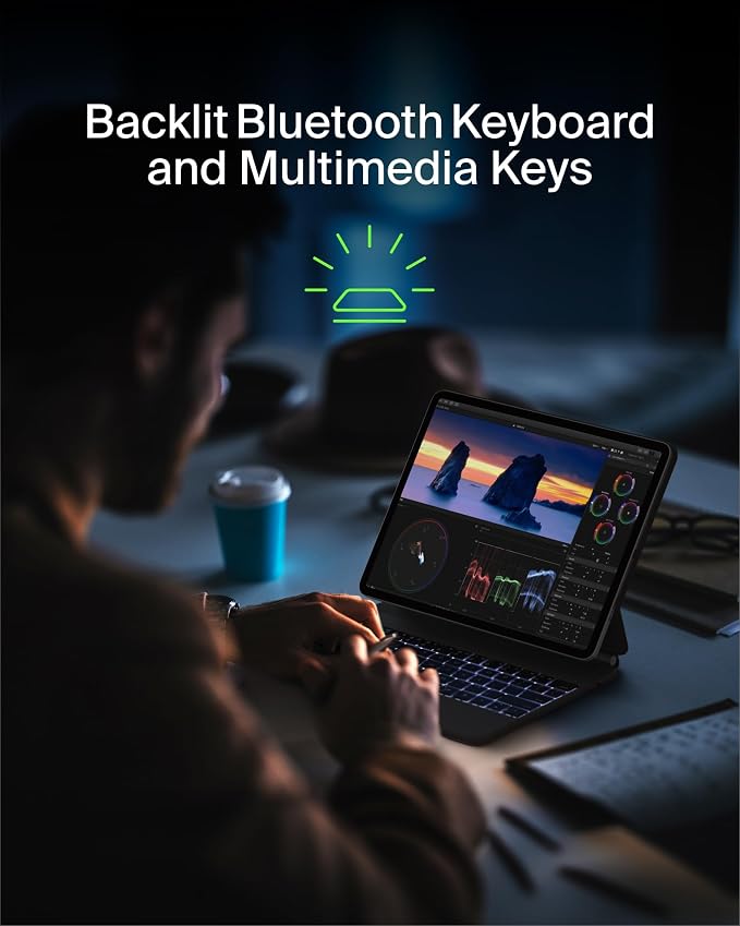 Belkin iPad (A16) 11th / 10th Gen Keyboard Case w/Magnetic Stand Backlit Bluetooth Keyboard Multi-Gesture Controls Magnetic Apple Pencil Storage Compatibility &amp Multimedia Keys - Black