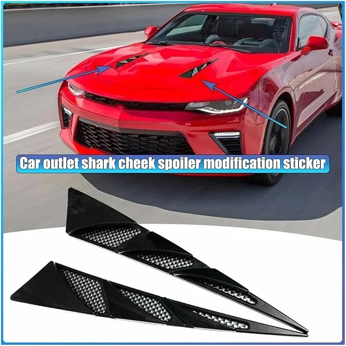 2Pcs Universal Black Cars Auto Vehicle Tuning Air Flow Intake Scoop Bonnet Vent