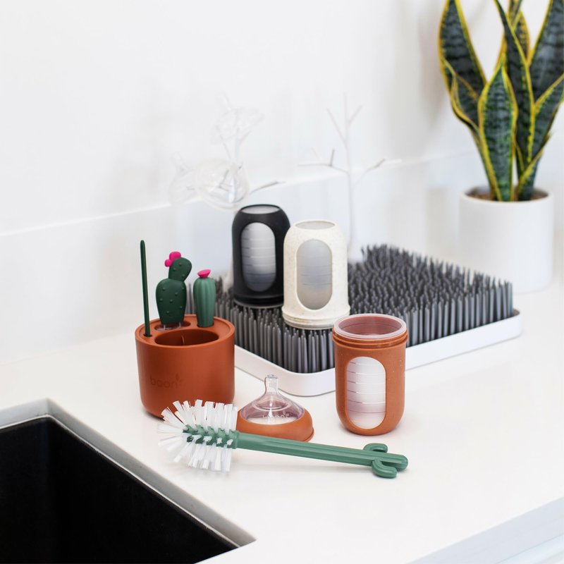 Boon Cacti Bottle Cleaning Brush Set, Terracotta , 4 Piece Set