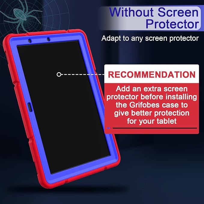 Grifobes (for 13th/11th Generation 2023/2021 Release) Tablet 10/10 Plus Tablet 10 Kids/Kids Pro 3-in-1 Heavy Duty Shockproof Rugged Protective Cover with Stand (Black+Red+Red)