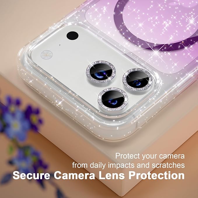 Choiche for iPhone 15 Pro Max Case Compatible with MagSafe Glitter Black | Women Girly Cute Glitter Sparkly Magnetic Phone Case with Diamond Camera Lens Protectors Military-Grade Drop Protection 6.7