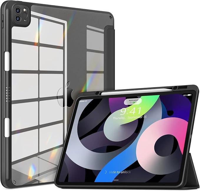 VIKESI Case for iPad Pro 12.9 6th/5th/4th/3rd Generation 2022/2021/2020/2018TPU Shockproof FrameBuilt-in Pencil HolderAuto Sleep/Wake - Black
