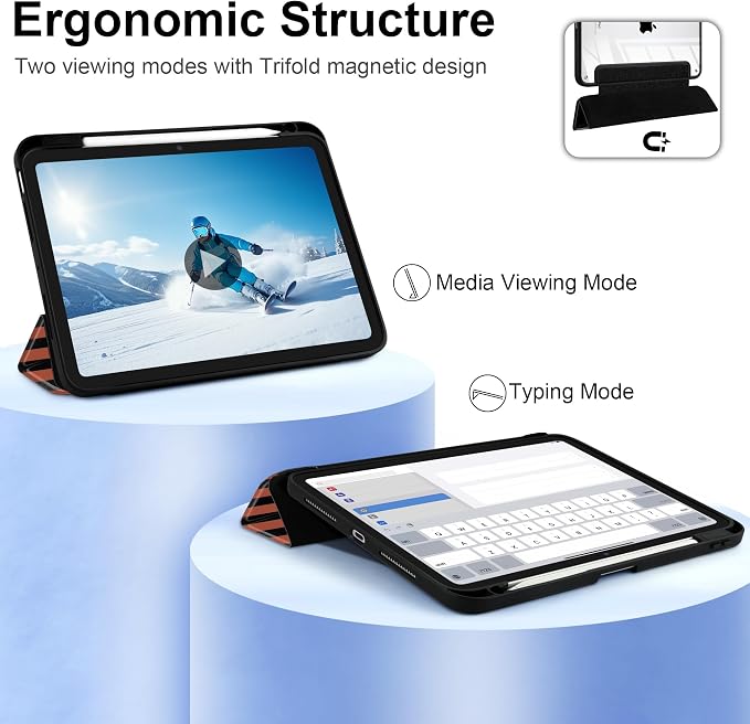 DONGKE for iPad Pro 11-Inch Case (M5 2025 / M4 2024) 6th/5th Generation [Auto Sleep/Wake &amp Pencil Pro Holder] Clear Acrylic Back Smart Trifold Stand Cover Bear &amp Cherry