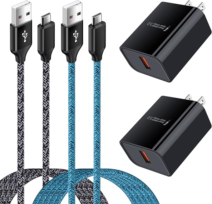 Android Phone Fast ChargerQuick3.0 USB Fast Wall Charger Plug Micro USB Cable 6FT Compatible for Samsung Galaxy J3 J5 J7 J8 S7 S6 A10 A02 A6 A01 LG Stylo 2 3 Plus Moto G/X/E E4 E5 E6s E7 G5 Plus