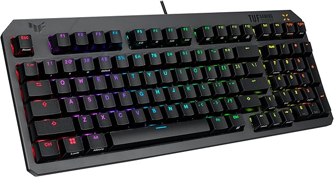 ASUS TUF Gaming K3 Gen II Wired USB Gaming Keyboard – 97-Key Compact Layout, Optical-Mechanical Red (Linear) Switches, PBT Keycaps, Detachable Top Plate, IP57 Waterproofing, PC/Mac Support - Black
