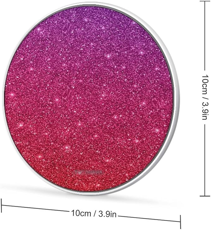 Gradient Sequin Sparkle Wireless Charger Portable Fast Charging Pad Lightweight Wireless Charging Pad 10W Slim Charging Station for Phone Charger Mat for Travel Home Office Desk