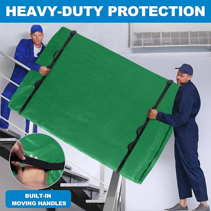 TICONN Mattress Bags for Moving, Heavy Duty Full XL Mattress Cover Storage Bag with Full-Around Handle and Adjustable Buckles (Green, Full XL)