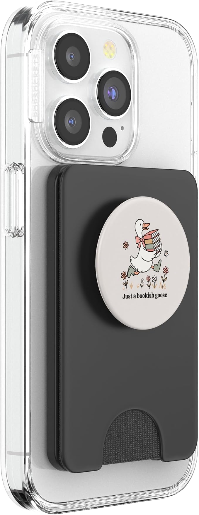 Funny Goose with Books Cute Bookworm Reader PopSockets Adhesive PopGrip