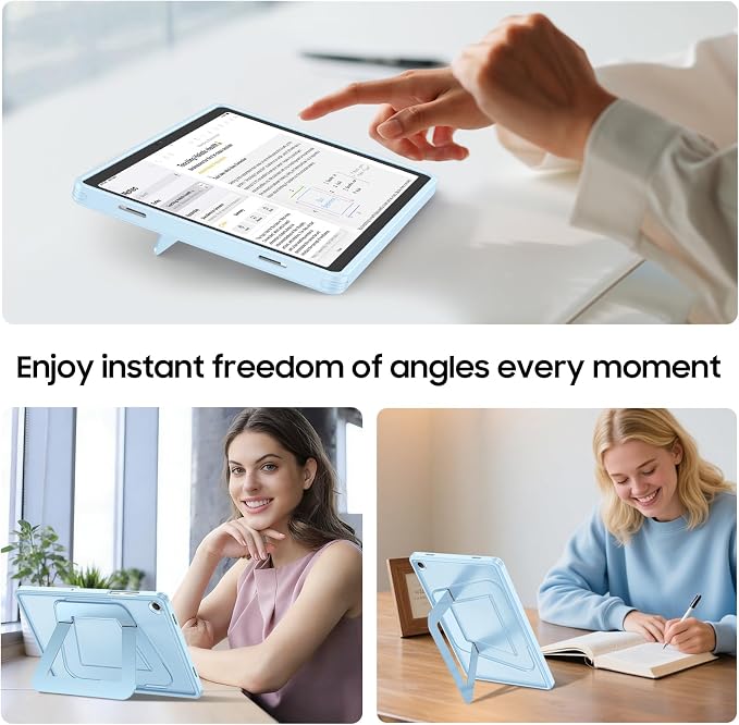 Fintie Multi-Angle Kickstand Case for Samsung Tab A11+/A9+ 11 in Black | Dual-Axis Aluminum Stand PC &amp TPU Protection Slim Frosted Hard Cover with Anti-Scratch Surface Stable Viewing Angles