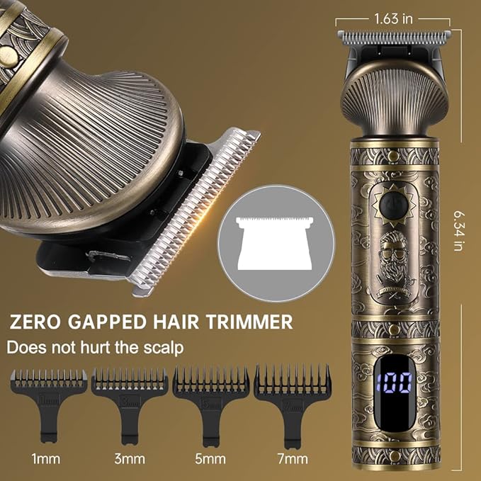 Scttomon Beard Trimmer Kit Professional Hair Clipper Zero Gapped T-Blade Electric Shaver Razor Nose Body Trimmer for Men Cordless Grooming Kit 7 in 1