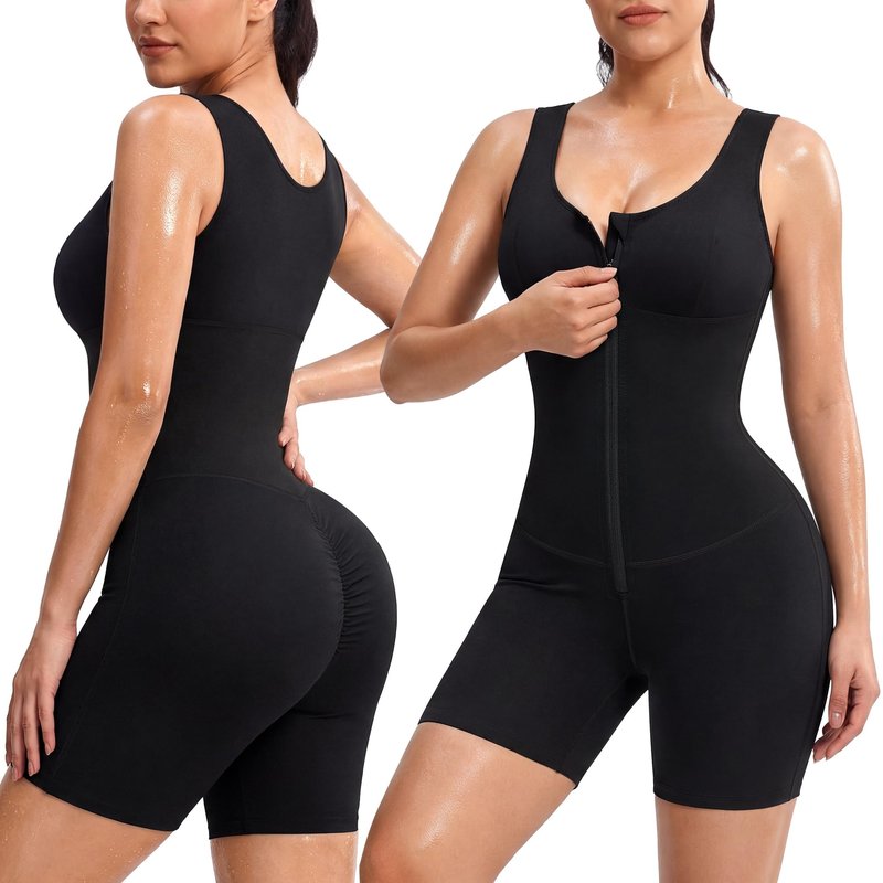Junlan Waist Trainer for Women - Sauna Suit Women Full Boday Sauna Shirt for Working Out(Black, Large)