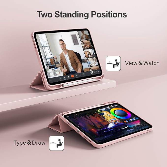 for iPad (A16) 11th Generation Case 11 Inch 2025 Black | for iPad 10th Generation Case 10.9 Inch 2022 with Pencil Holder Smart Trifold Stand Slim Protective Cover Auto Wake/Sleep