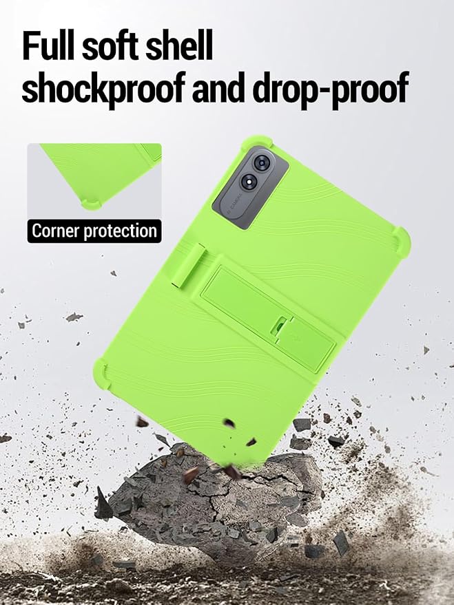 for TABWEE T60 Pro (13.4 Inch) Android 16 Tablet Protective case Shockproof Lightweight Silicone Protective Cover with Stand Child-Friendly Protection Easy to Clean Design Black.