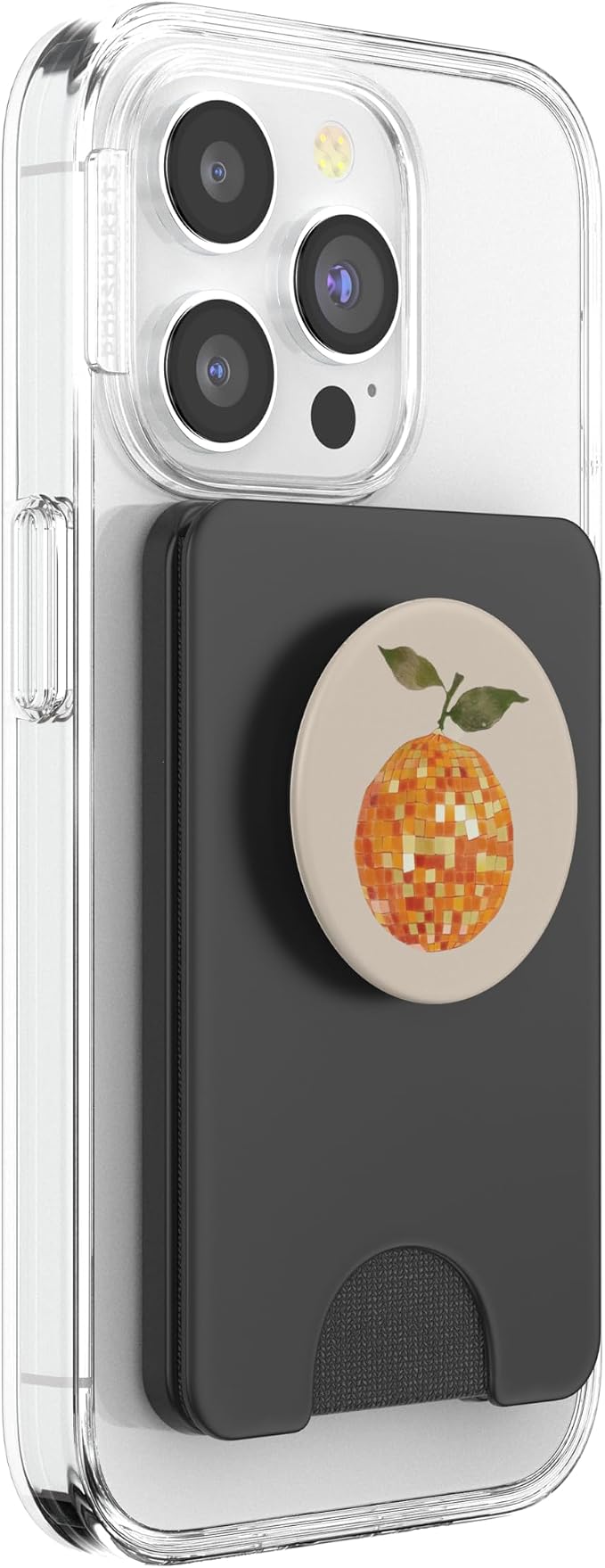 Orange Disco Fruit Illustration Print PopSockets PopWallet for MagSafe