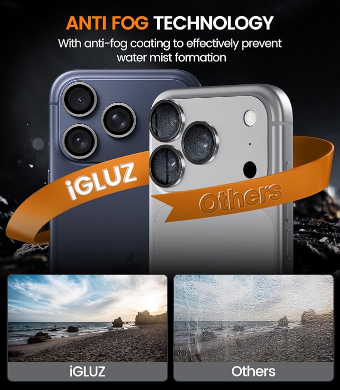 iGluz 2 Pack Anti-Reflection Camera Lens Protector for iPhone 17/16/16 Plus [98% Transmittance][1-Step Installation][Strong Adsorption] 9H Shatterproof Tempered Glass-Black