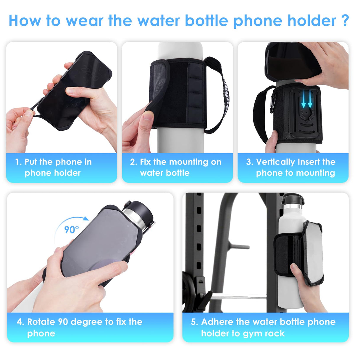 Cikyner Magnetic Water Bottle Holder Strap, with Handle, 360° Rotatable