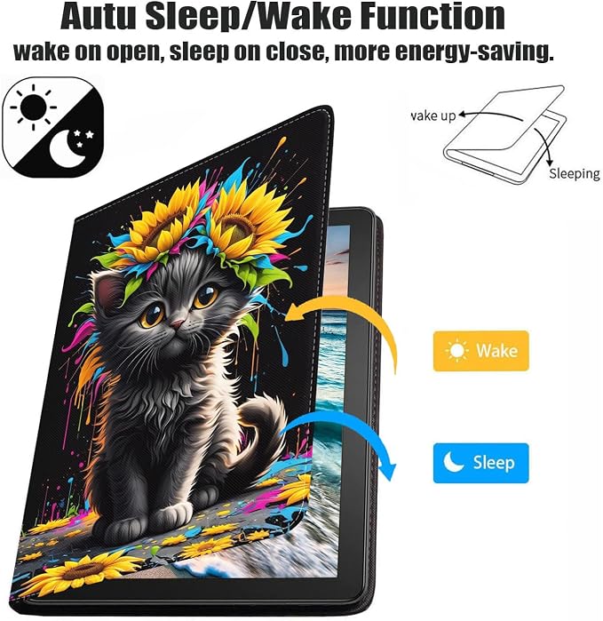 Case for Samsung Galaxy Tab S10 Plus 2024/ S9 Plus/ S9 FE Plus 5G 12.4 Inch 2023 Premium PU Leather Stand Folio Cover with Auto Sleep/Wake Abstract Colorful Dog