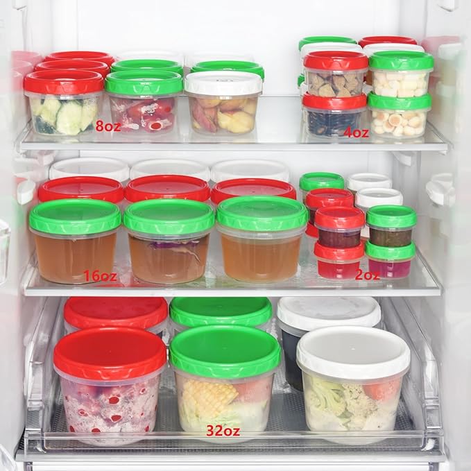 EONJOE 8 oz Small Freezer Containers with Lids Stackable Plastic Food Storage Container 1 Cup Meal Prep Bowls Airtight Dishwasher Safe,12-pack