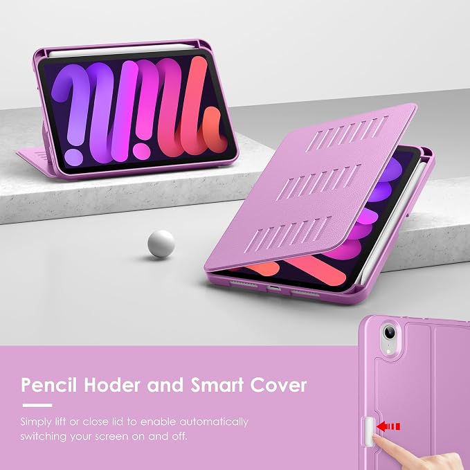 VIKESI Case for iPad mini 7 (A17 Pro) and iPad mini 6Multiple Angles Magnetic Stand CoverShockproof Soft BackPencil Holderand Auto Sleep/WakeBlack