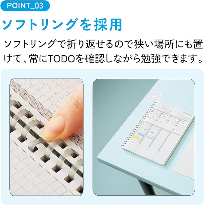 KOKUYO Study Planner Notebook, 10'' x 7'' To-Do Management B5 Soft Ring Notebooks, 41 To Do Plan Sheets, Gray Spiral Notebook, Time Management. Japan Import (SU-SY111TD-M)