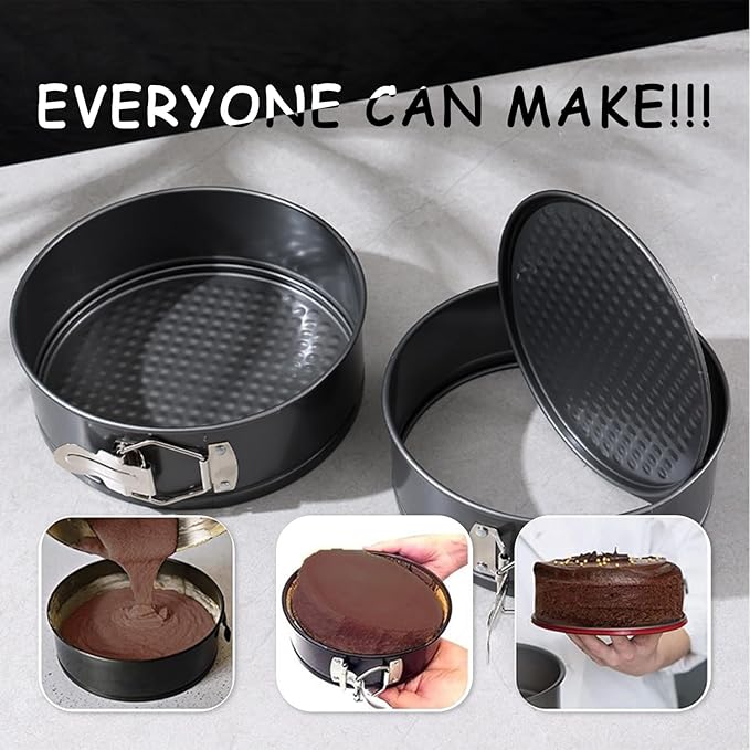 Easynzery 168pcs Cake Pan Sets for Baking + Cake Decorating Supplies: 3 Non-Stick Springform Pans Set (6, 8, 10 inches), Icing Tips – Multi-functional Leak-Proof CheeseCake Pan