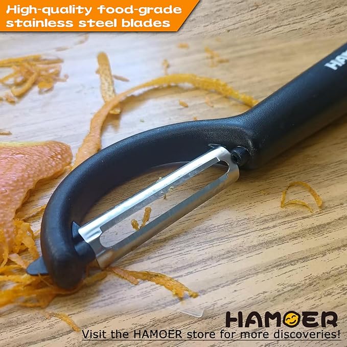 HAMOER Lemon Zester Tool with Channel Knife Citrus Twist Making Tool Ergonomic Curved Handle Gold-Black