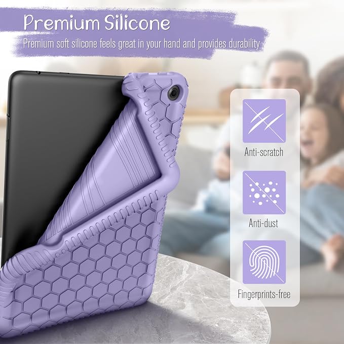 Fintie Silicone Case for 10.1 Kindle Fire HD 10 13th Gen 2023 Black | Honey Comb Pattern Lightweight Shock Proof Back Cover Anti-Slip Grip Reinforced Corners Protection Impact Resistant