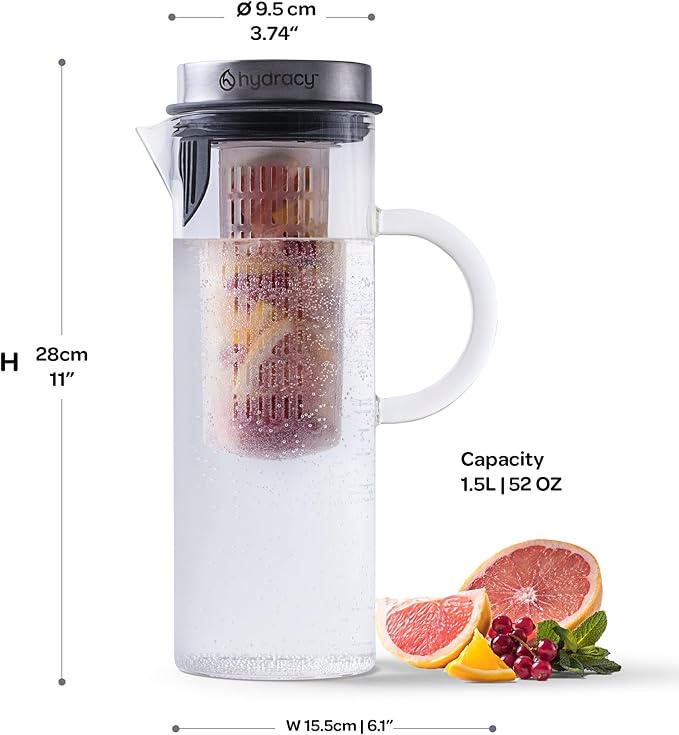 Hydracy Cold Brew Coffee Pitcher,Borosilicate Glass Iced Tea Maker 52oz