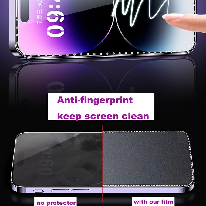 2PCS Glitter Privacy Matte Screen Protector Suit for iPhone 15 Pro Max Diamond Anti-Spy Bling Shiny Sparkling Tempered Glass Suit for iPhone 15 Pro Max 6.7Inch