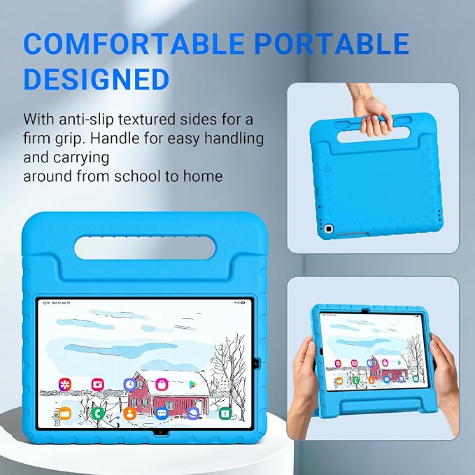 Kids Case for Samsung Galaxy Tab S6 Lite 10.4 Inch with S Pen Holder Black | Fits 2024/2020/2022 Released Shockproof EVA Lightweight Foldable Handle Stand Washable Kids-Friendly
