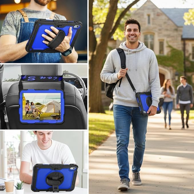 HXCASEAC Case for Samsung Galaxy Tab S6 Lite 10.4 inch Protective with Screen Protector/Hand Strap/S Pen Holder Shockproof S6 Lite Tablet Case 2024/2022/2020 SM-P610 SM-P613 SM-P620 - Black