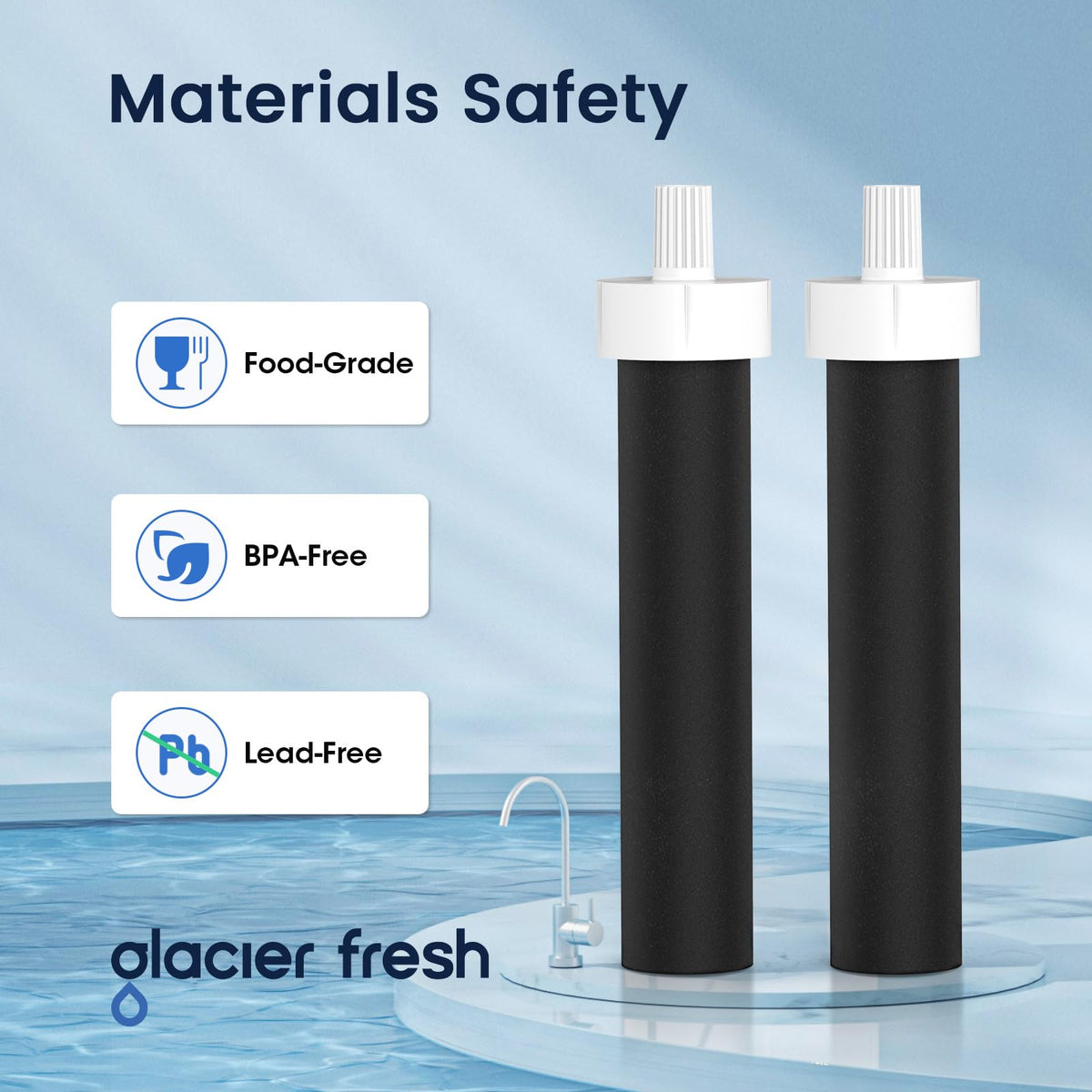 GLACIER FRESH Water Bottle Filter Compatible with Brita Sport BB06, 4-Pack