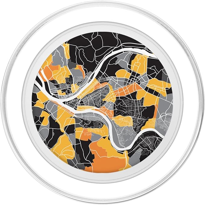 Pittsburgh City Black and Yellow Neighborhood Map PopSockets Adhesive PopGrip