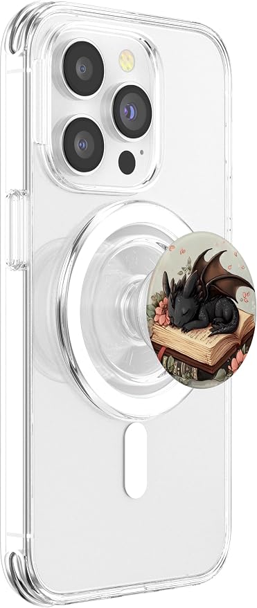 Book Dragon Head Mythical Creature Flame Wyvern Fantasy PopSockets PopWallet for MagSafe