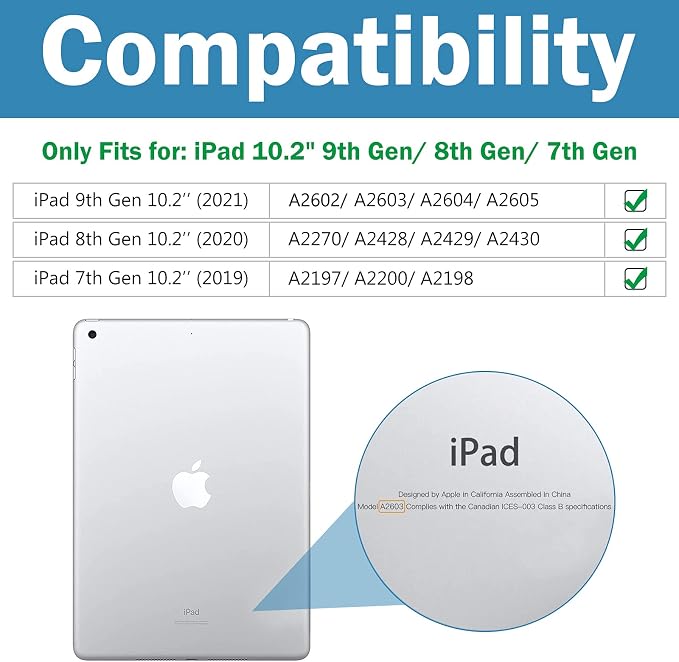 ProCase iPad 10.2 Case 2021 9th Gen/ 2020 8th Gen/ 2019 7th Gen Case with Tempered Glass Screen Protector Slim Stand Hard Shell Protective Smart Cover for 10.2” iPad 9th/8th/7th Generation -Black