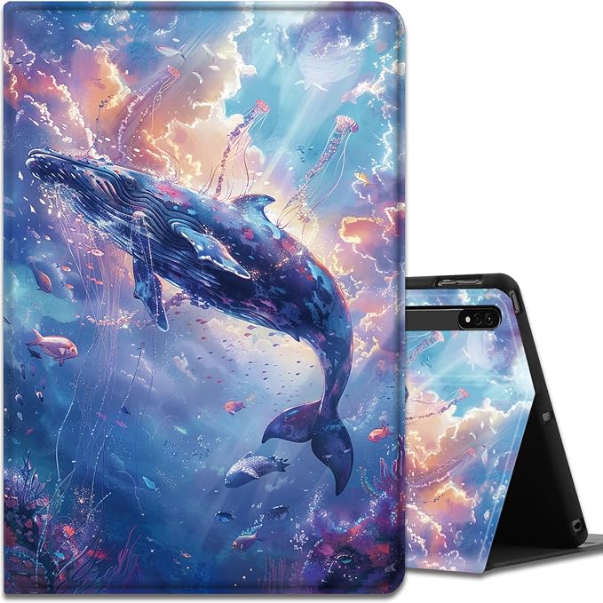 Case for Samsung Galaxy Tab A9 Plus 11 2023 Multi-Viewing Angles with Automatic Sleep/Wake Function for Samsung Galaxy A9+Tablet (SM-X210/X216/X218) American Flag Wolf
