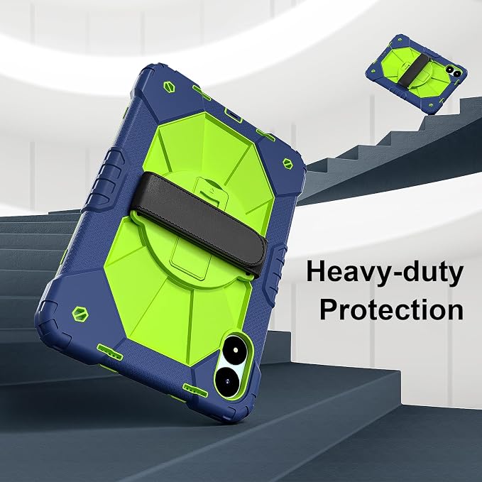 for Xiaomi Redmi Pad Pro 12.1/Xiaomi Poco Pad 12.1 Case with with Kickstand/Hand Strap/Rotating/Shoulder Strap (Black/Black)